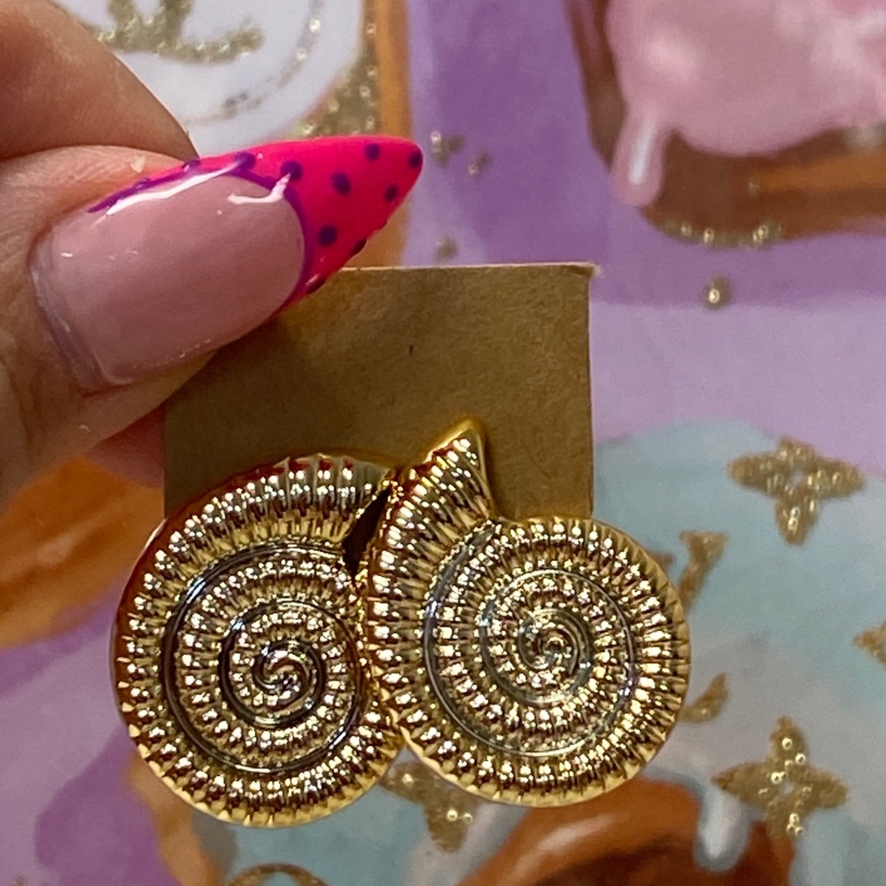 Gold Spiral Statement Earrings NEW